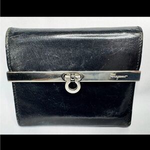 Salvatore Ferragamo Black Leather Wallet with COA!
